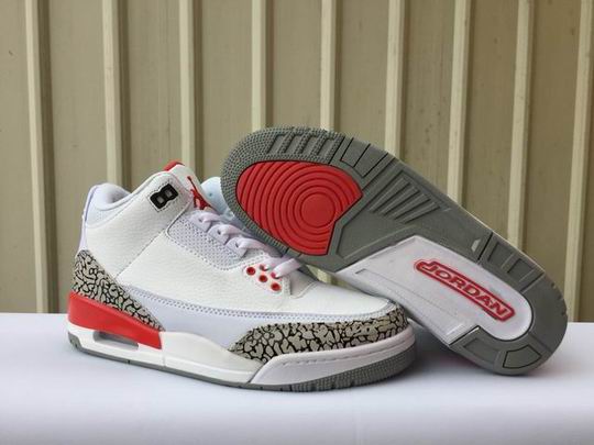 (image for) Cheap Air Jordan 3 RETRO White Grey Red Men's Shoes-05